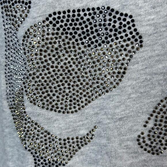 Zadig & Voltaire top Medium long sleeve t-shirt skull‎ studded henley gray - Picture 6 of 10